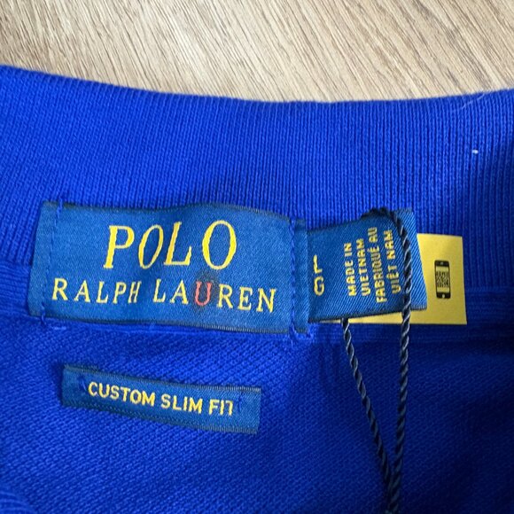 Polo Ralph Lauren men's Custom Slim Fit Triple-pony Polo Shirt blue size L large - Picture 5 of 12